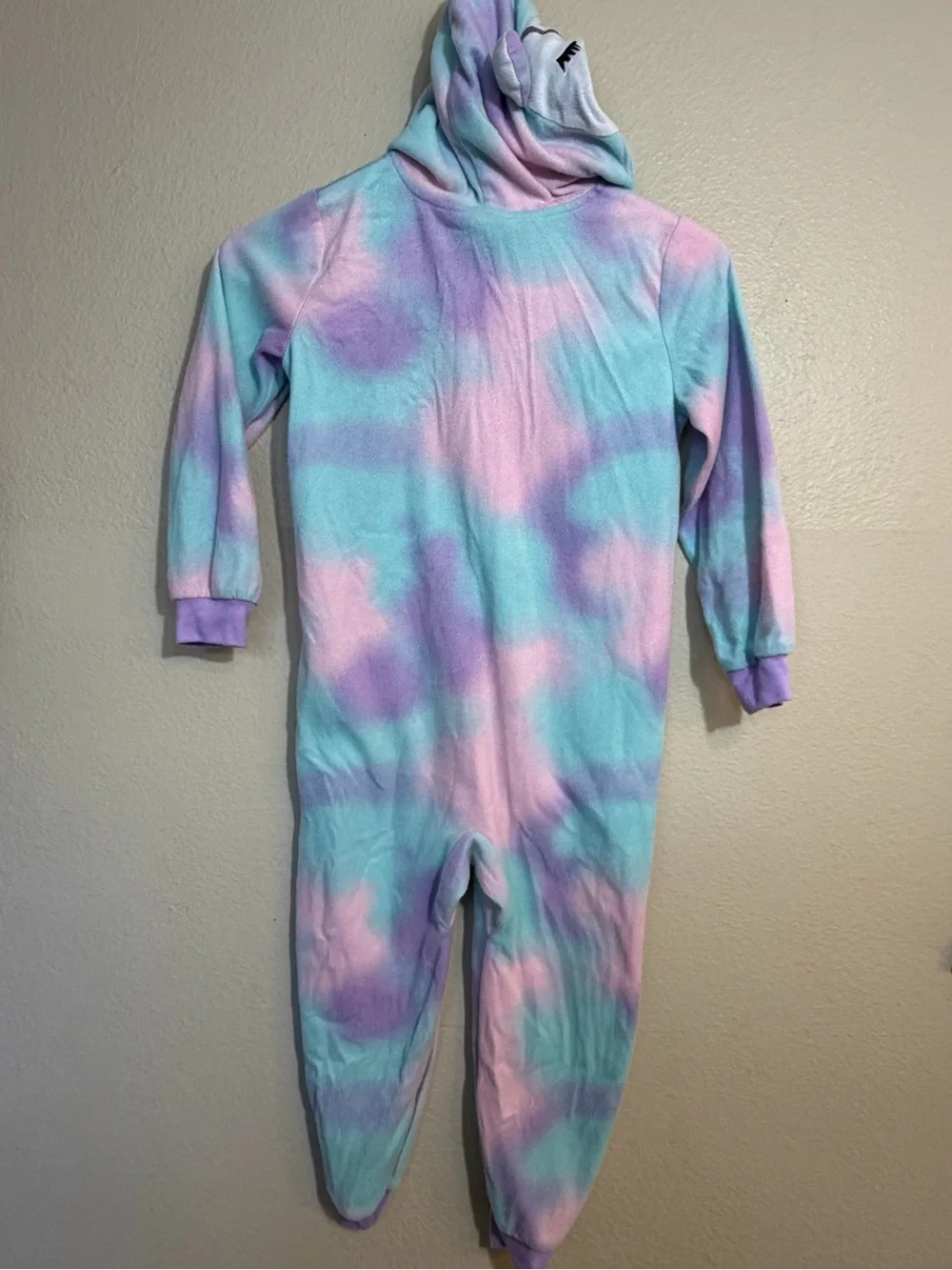 💕Bundle 3 for $20 Kids Pastel Tie-Dye Hooded One-Piece Pajamas Llama